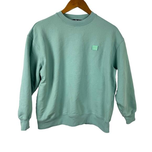 Acne Studios Fairah Face Patch Cotton Sweatshirt Mint Size XXS - Picture 1 of 16